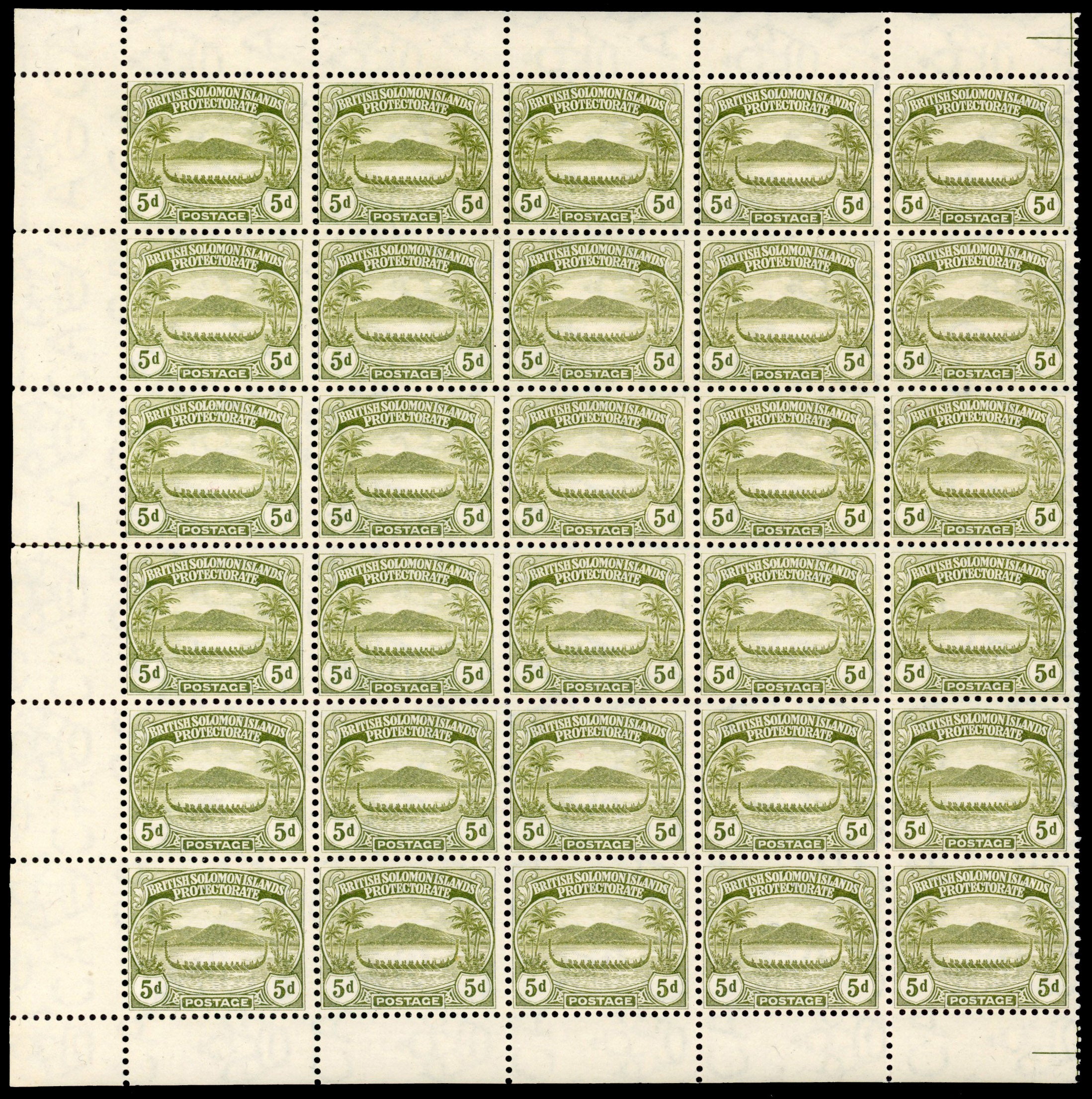 British Solomon Islands SG 12 Unmounted Mint 1908-11 Small Canoe 5d olive