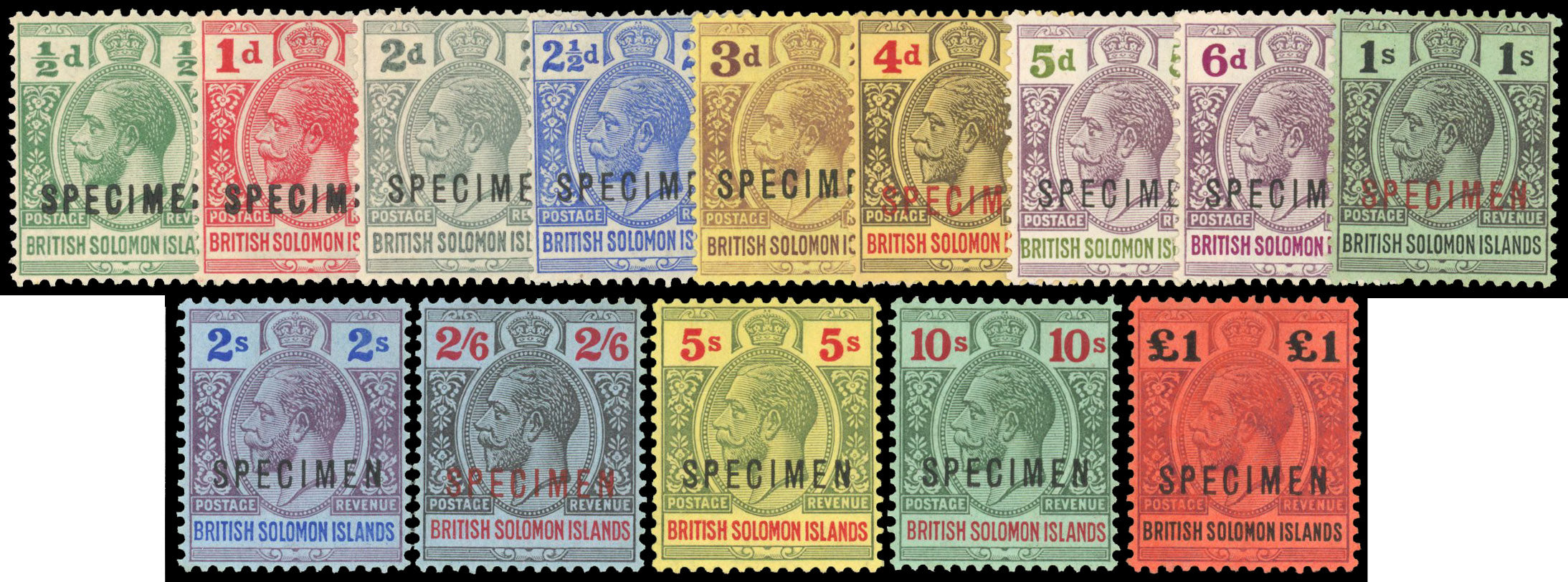 British Solomon Islands SG 22s/38s Specimen 1914-23 set of 14 to £1