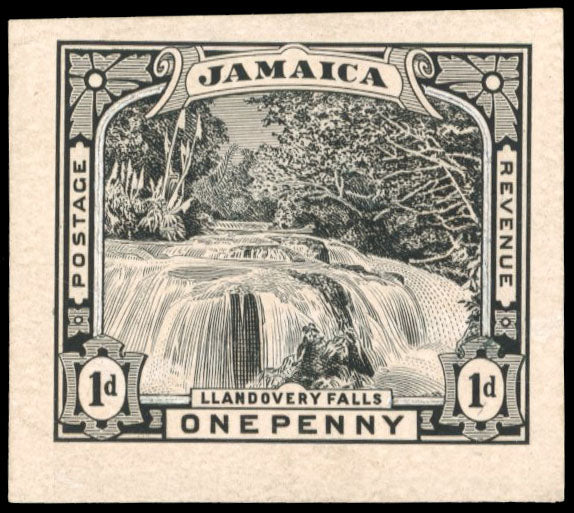 Jamaica SG 31 Proof 1900-01 Llandovery 1d die proof in black