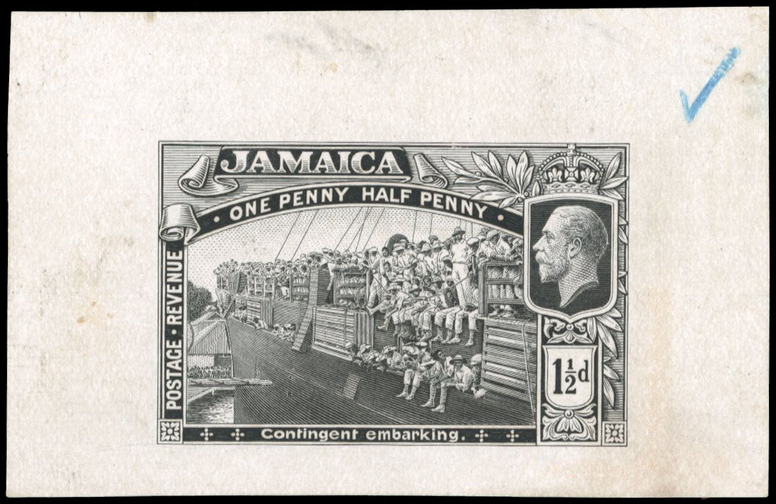 Jamaica SG 80 Proof 1919-21 1¬Ωd working die proof