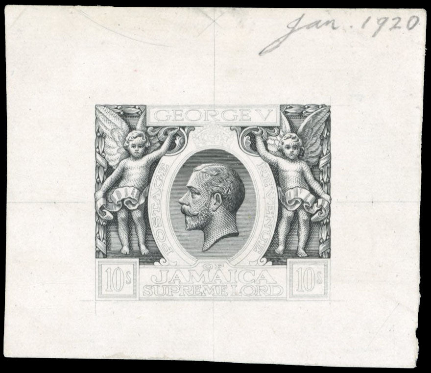 Jamaica SG 89 Proof 1919-21 10s incomplete design