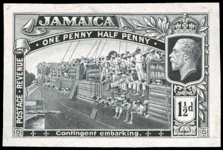 Jamaica SG 80 1919-21 Proof 1¬Ωd completed design