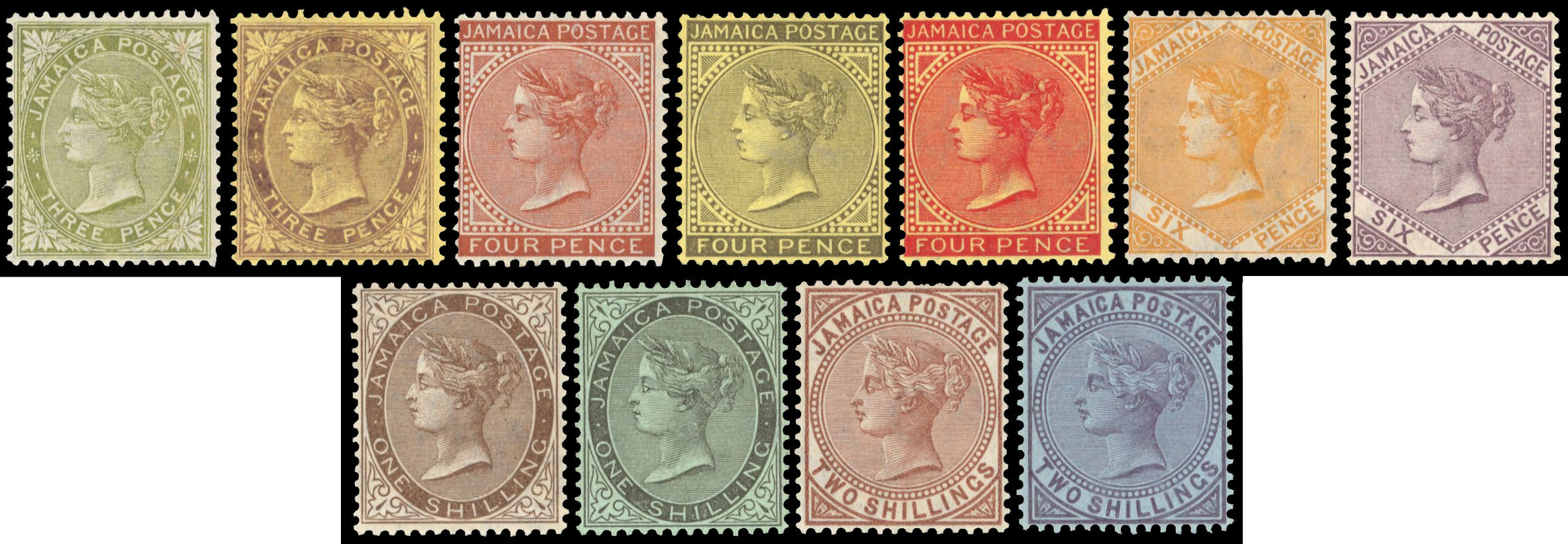 Jamaica SG 46/56 Mint 1905-11 QV set of 11 to 2s