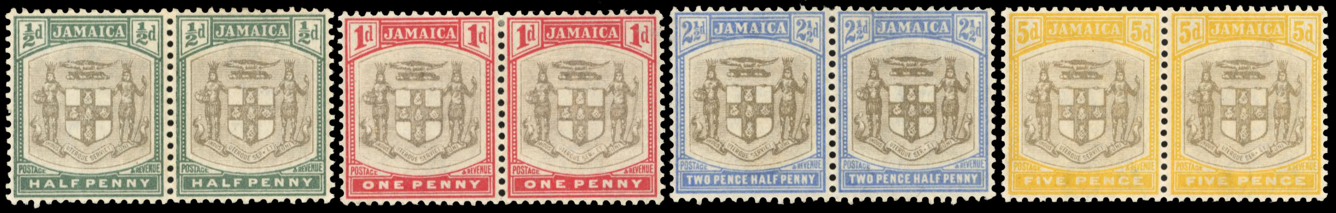 Jamaica SG 33a/36a Mint 1903-04 Arms set of 4 with SER.ET error