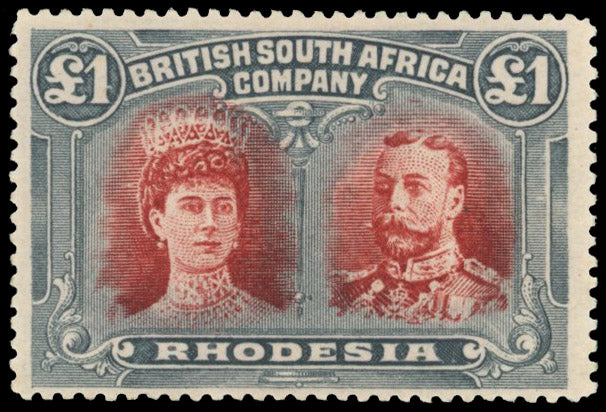 Rhodesia SG 179 Mint 1910-13 £1 red and black perf 15