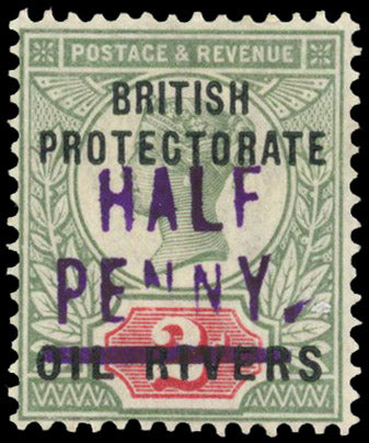 NIGER COAST SG 9 Mint 1893 ½d on 2d type 3 Old Calabar provisional