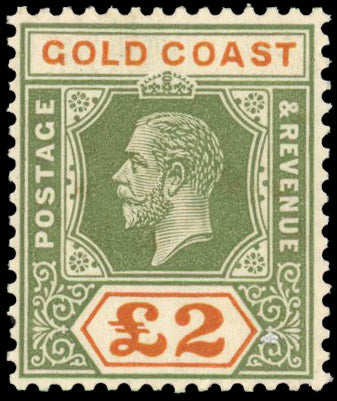 GOLD COAST SG 102 Mint 1921-24 £2 green and orange
