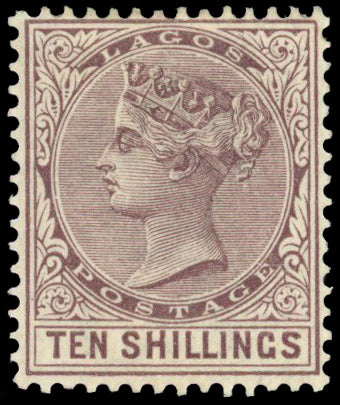 LAGOS SG 29 Mint 1884-86 10s purple-brown