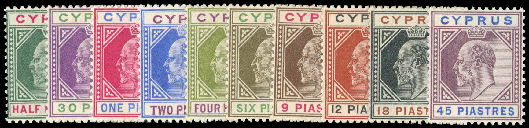 CYPRUS SG 50/59 Mint 1902-04 set of 10 to 45pi