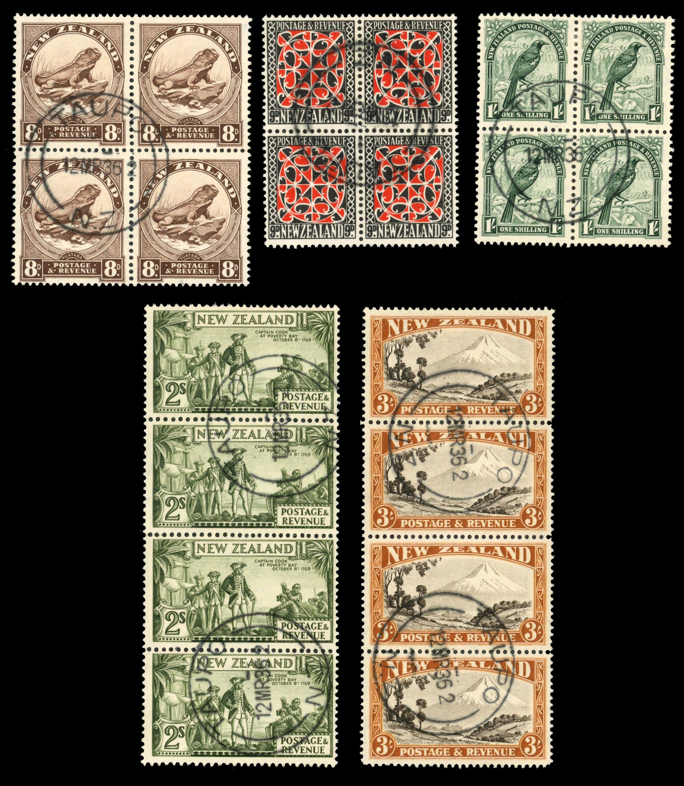 NEW ZEALAND SG 556/69 Used 1935-36 set of 14 to 3s