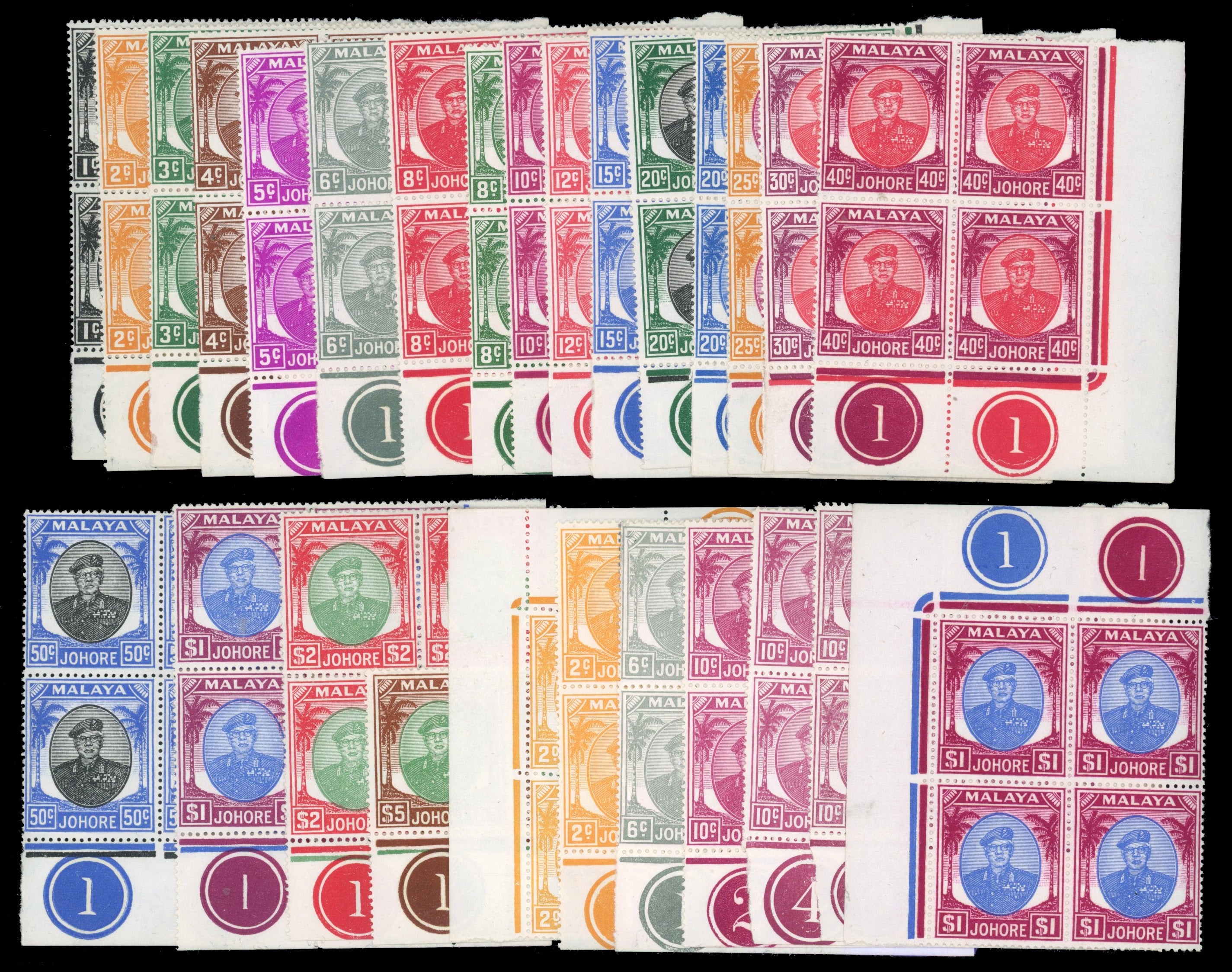 MALAYA JOHORE SG 133/47 Mint 1949-58 set of 21 to $5