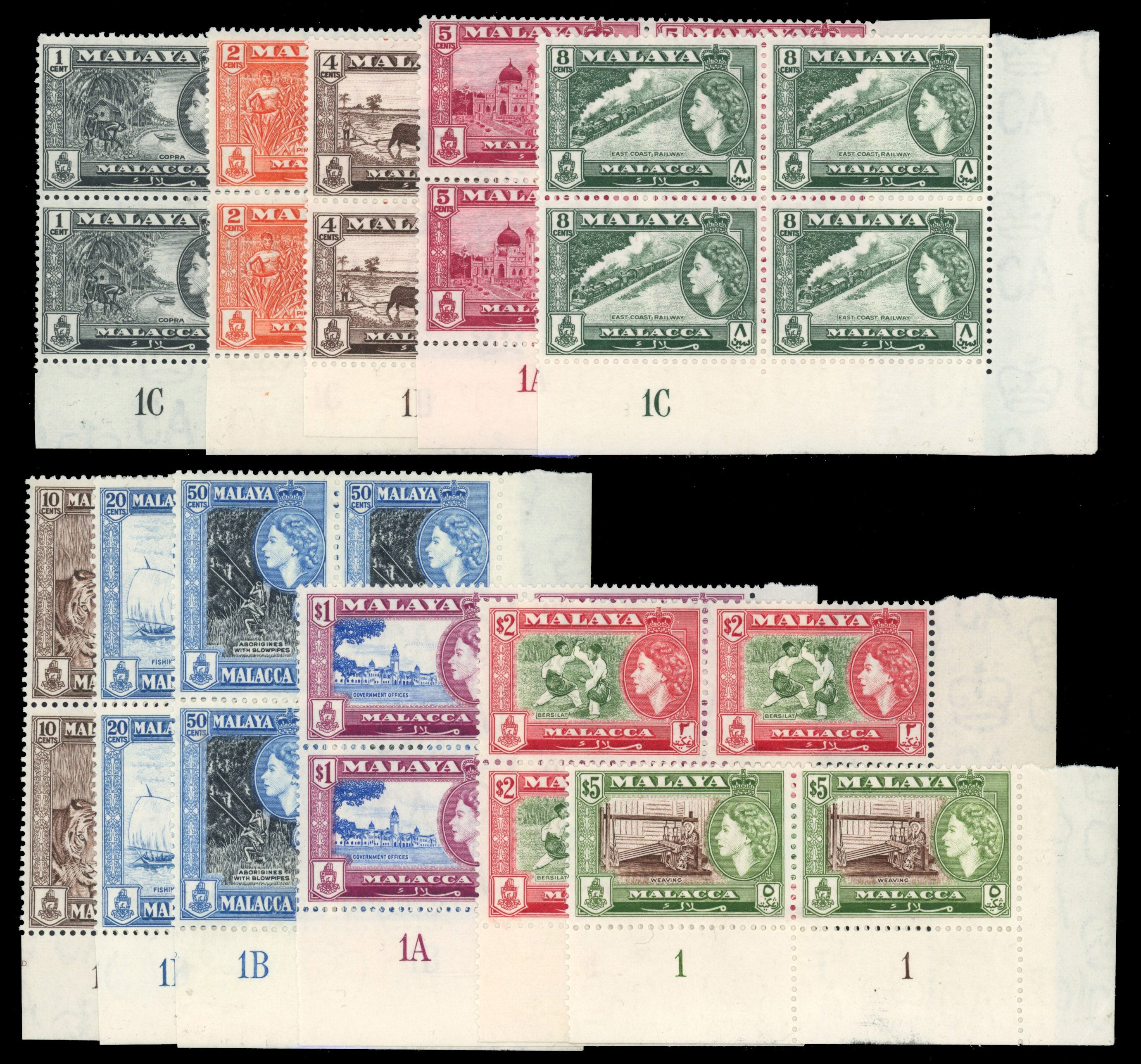 MALAYA MALACCA SG 39/49 Mint 1957 set of 11 to $5