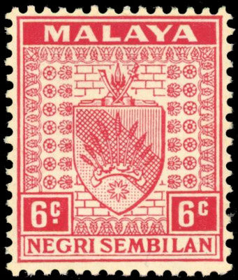 MALAYA NEGRI SEMBILAN SG 27a Mint 1935-41 6c scarlet Stop omitted at right