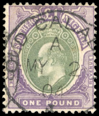 Southern Nigeria SG 20 Used 1903-04 ¬£1 green and violet