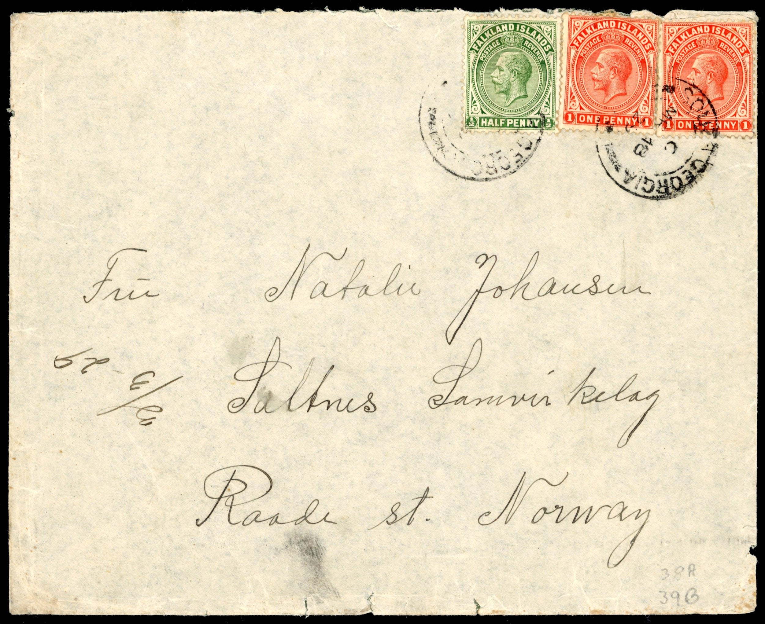 Falkland Islands Dependencies SG Z35, Z36 1929 Whaling cover from South Georgia to Norway