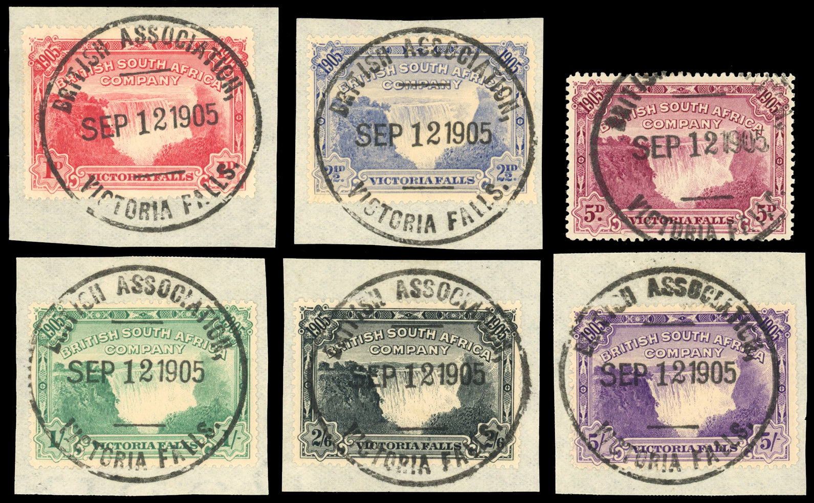 Rhodesia SG 94/99 Used 1905 Victoria Falls Bridge set of 6 to 5s