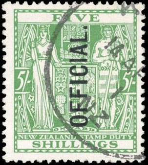 New Zealand SG O113 Used 1927-33 Official 5s green single watermark