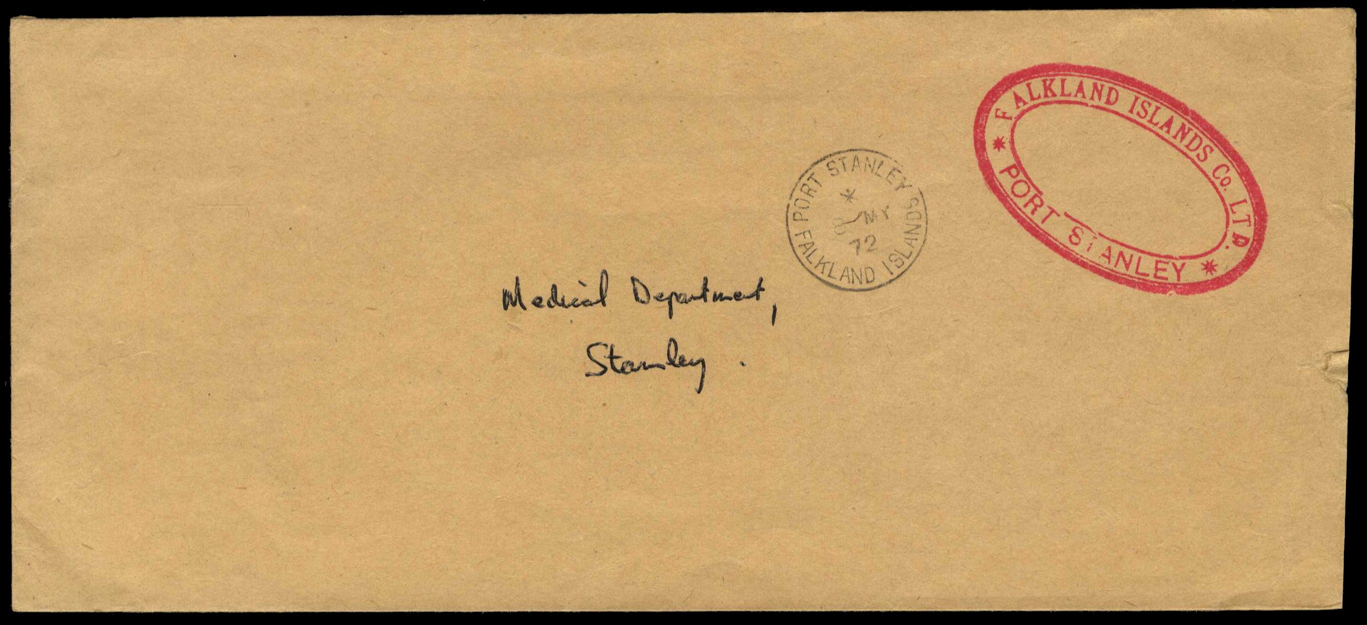 Falkland Islands Cover 1972 Falkland Islands Company provisional from head office