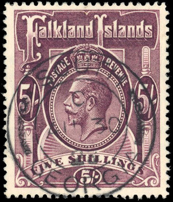 Falkland Islands Dependencies SG Z29a Used 1912-23 5s reddish maroon cancelled South Georgia