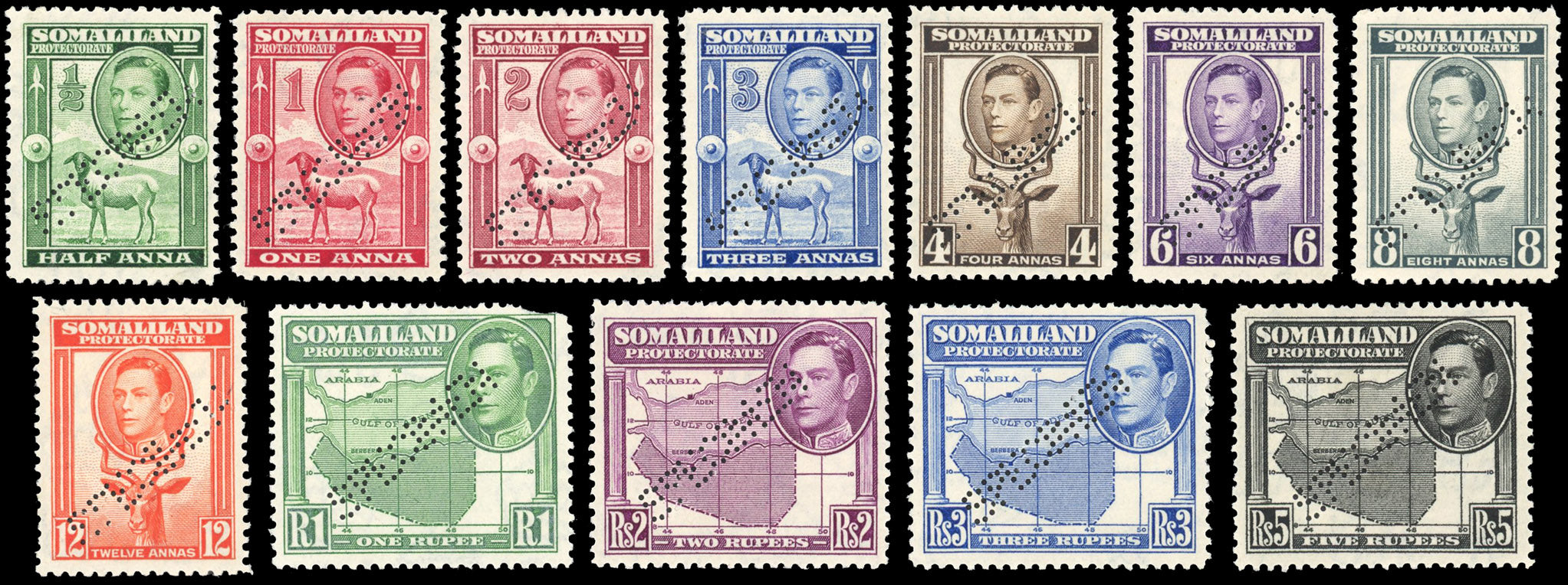 Somaliland Protectorate SG 93s/104s Specimen 1938 set of 12