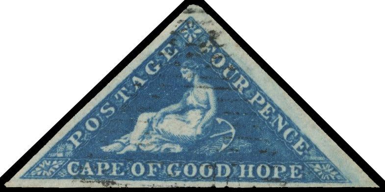 Cape of Good Hope SG 4 Used 1853 4d deep blue on slightly blued paper