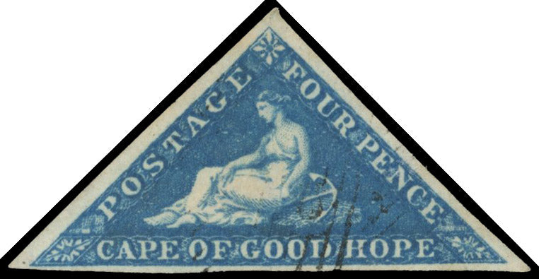Cape of Good Hope SG 4 Used 1853 4d deep blue on slightly blued paper