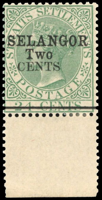 Malaya Selangor SG 48 Mint 1891 2c on 24c type 39 surcharge