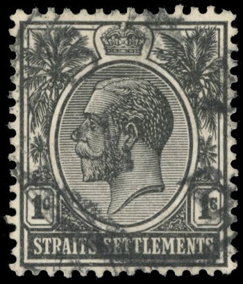 Malaya Straits Settlements SG 194w Used 1912-23 1c black variety watermark inverted