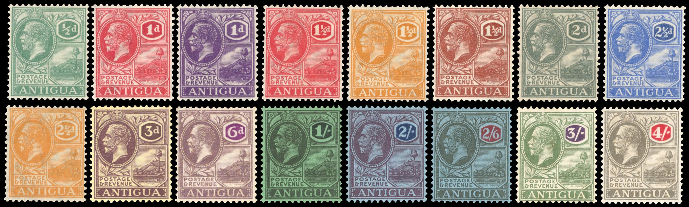 Antigua SG 62/80 btwn Mint 1921-29 Script wmk set of 16 to 4s
