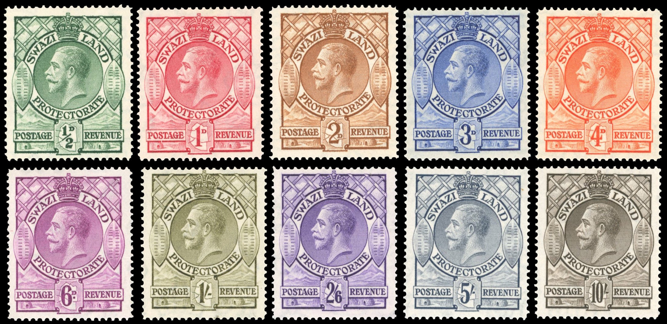 Swaziland SG 11/20 Mint 1933 KGV set to 10s