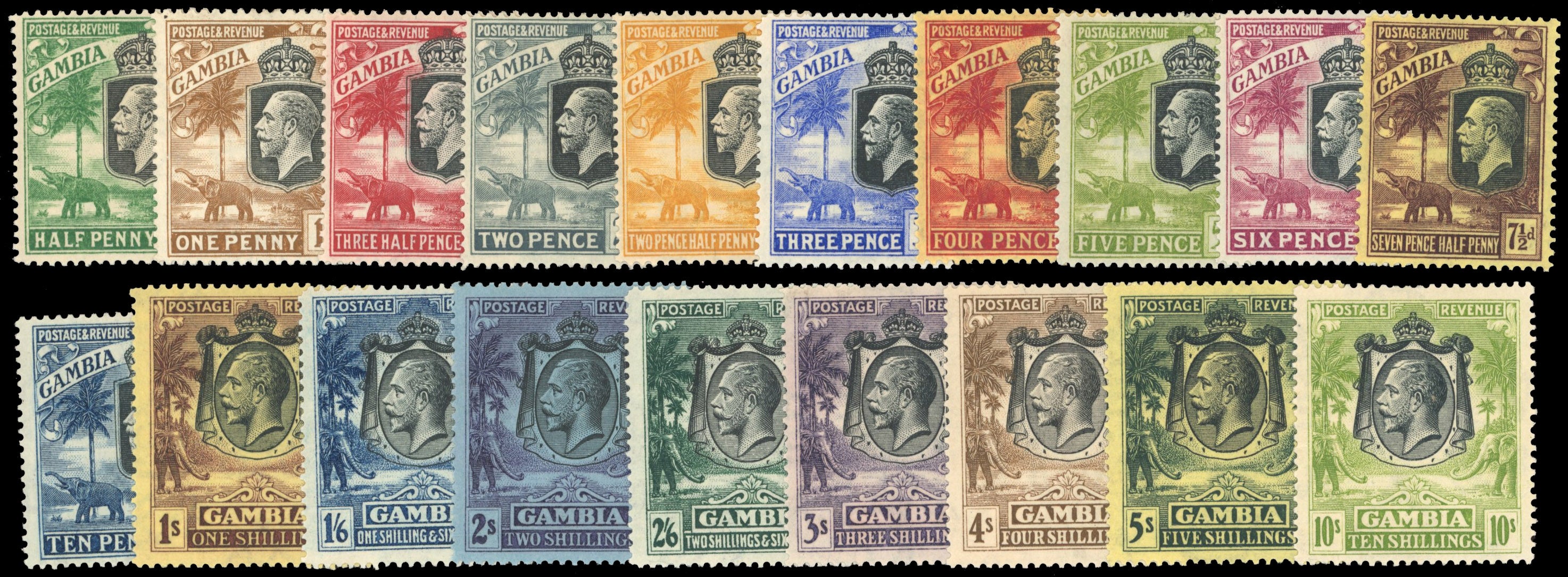 Gambia SG 122/42 Mint 1922-29 Script wmk set to 10s