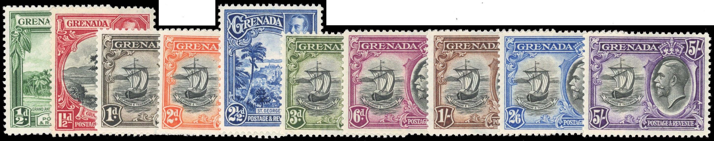 Grenada SG 135/44 Mint 1934-36 set of 10 to 5s