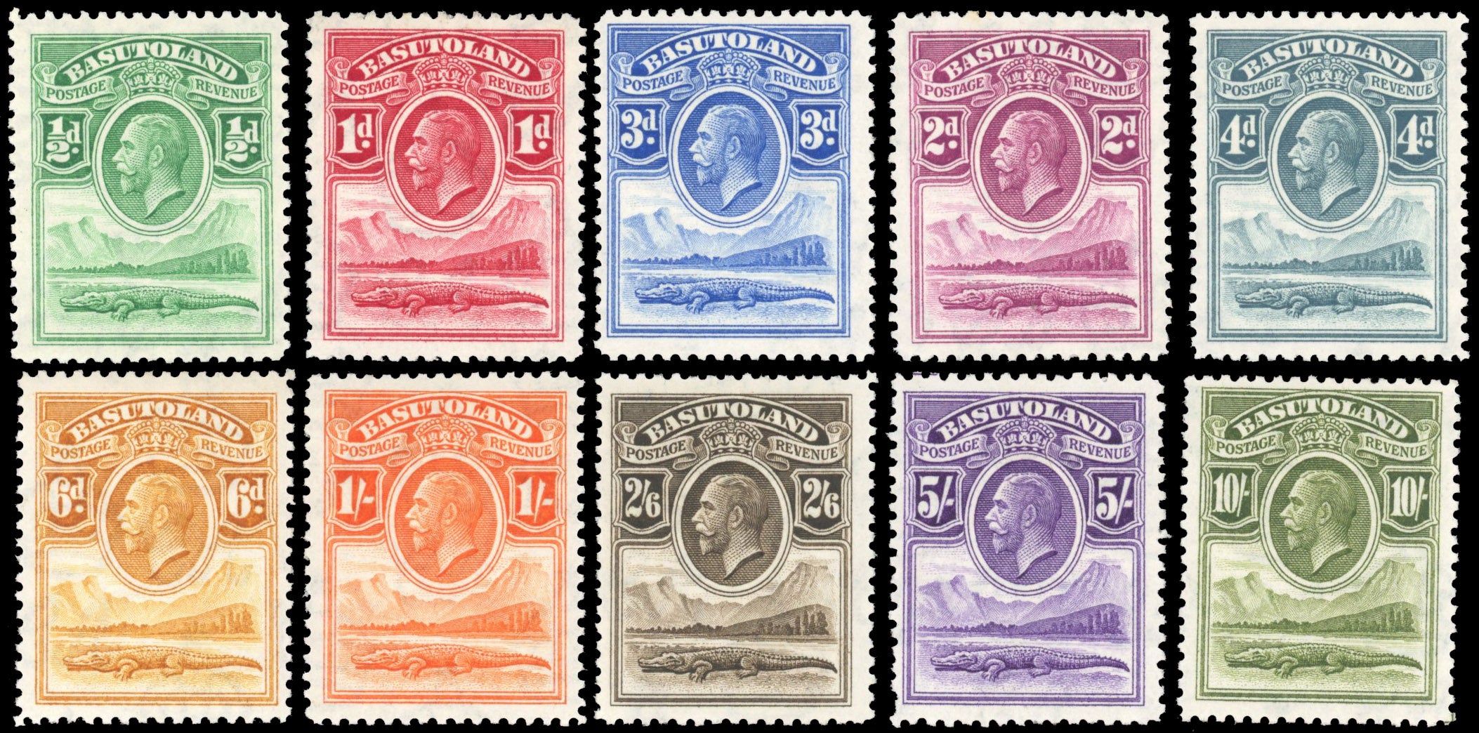 Basutoland SG 1/10 Mint 1933 set of 10 to 10s