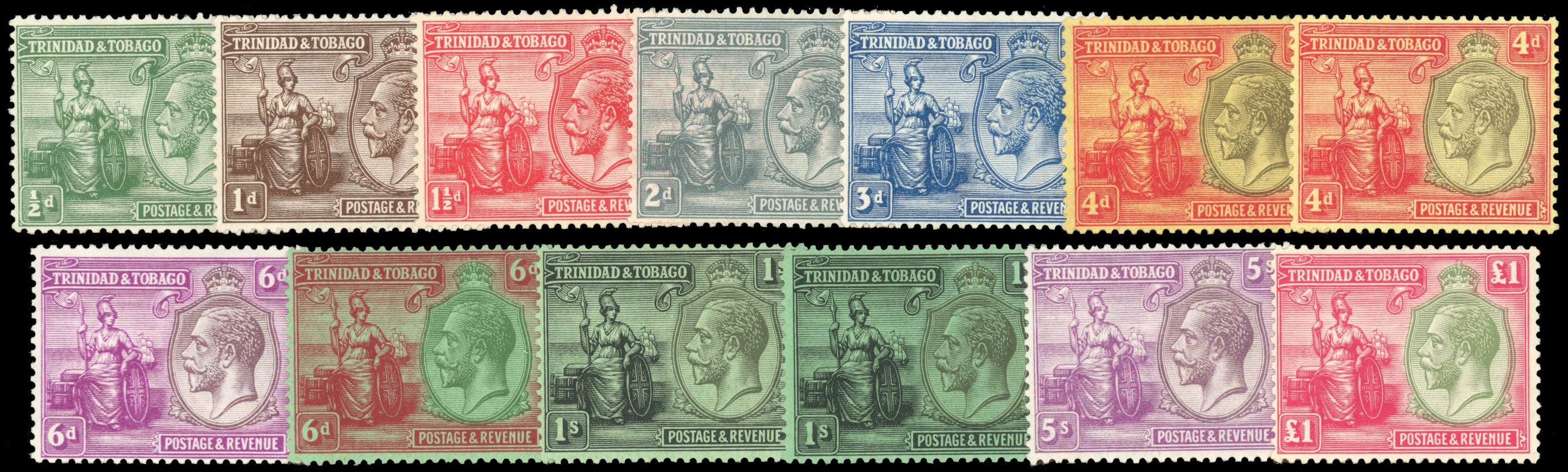 Trinidad & Tobago SG 216/29 Mint 1922-28 set of 13 to £1