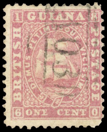 British Guiana SG 29 Used 1860-63 1c pale rose