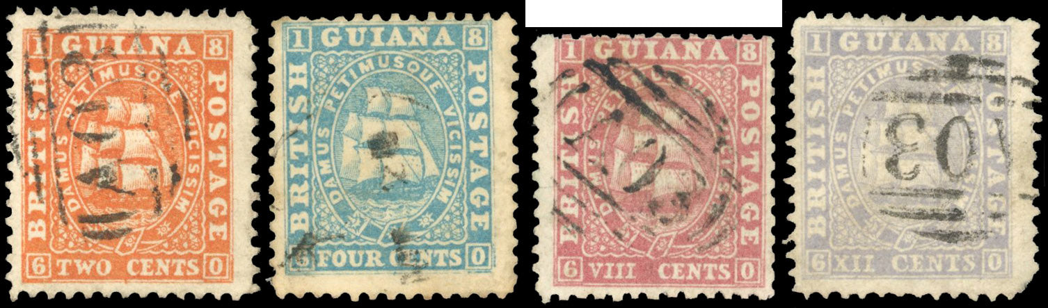 British Guiana SG 30/37 btwn Used 1860-63 2c, 4c, 8c, 12c