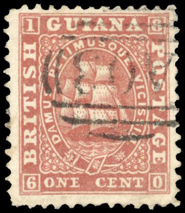 British Guiana SG 40 Used 1861 1c reddish brown