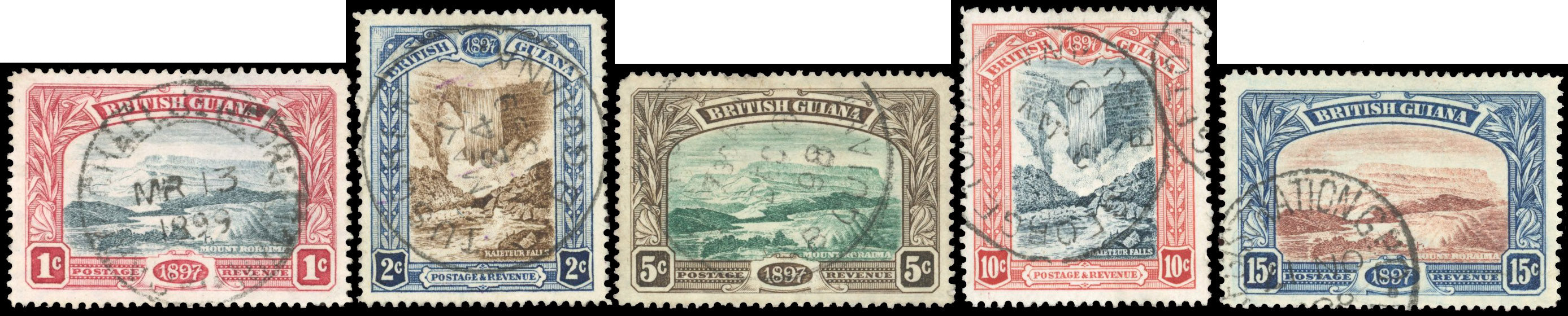 British Guiana SG 216/21 Used 1898 Jubilee set of 5