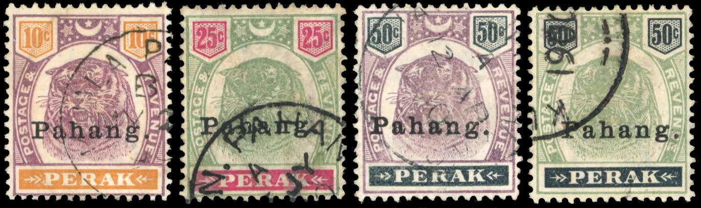 Malaya Pahang SG 19/22 Used 1898 10c to 50c Tigers
