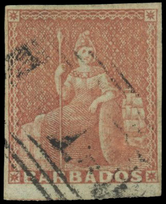 Barbados SG 5 Used 1852-55 4d brownish red