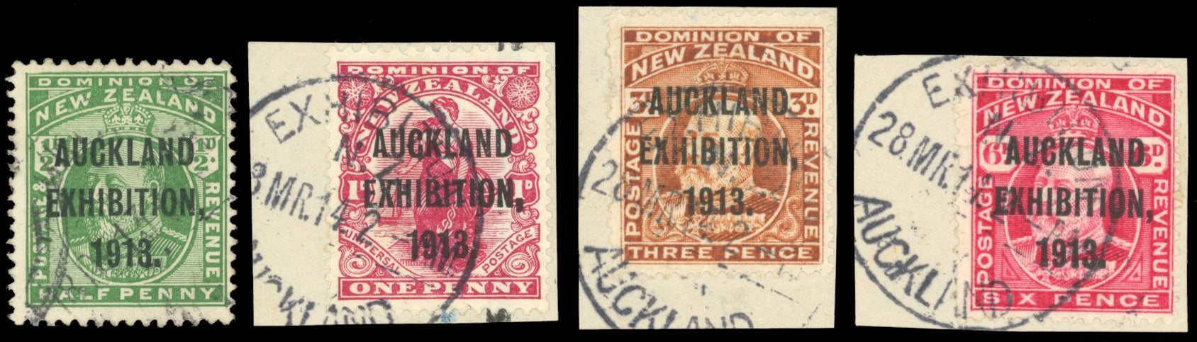 New Zealand SG 412/415 Used 1913 Auckland Exhibition set of 4