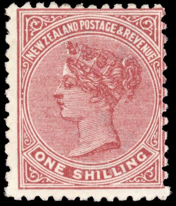 New Zealand SG 203b Mint 1882-1900 second sideface 1s perf 12x11 with Kaitangata Coal advert
