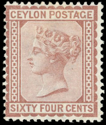 Ceylon SG 131 Mint 1872-80 64c red-brown watermark CC