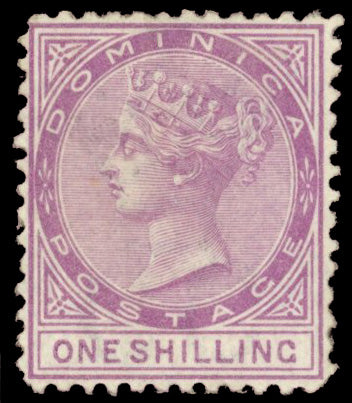 Dominica SG 3 Mint 1874 1s dull magenta watermark Crown CC perf 12½