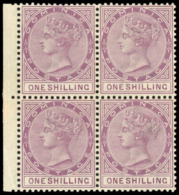 Dominica SG 26 Unmounted mint 1886-90 1s dull magenta watermark Crown CA block of 4