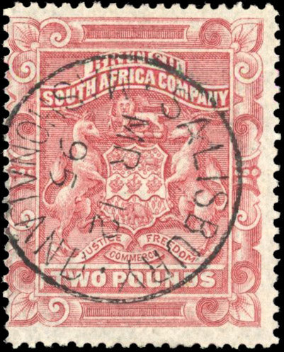 Rhodesia SG 11 Used 1892-93 £2 rose-red