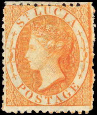 St Lucia SG 14c Mint 1864-76 1s pale orange watermark CC perf 12½