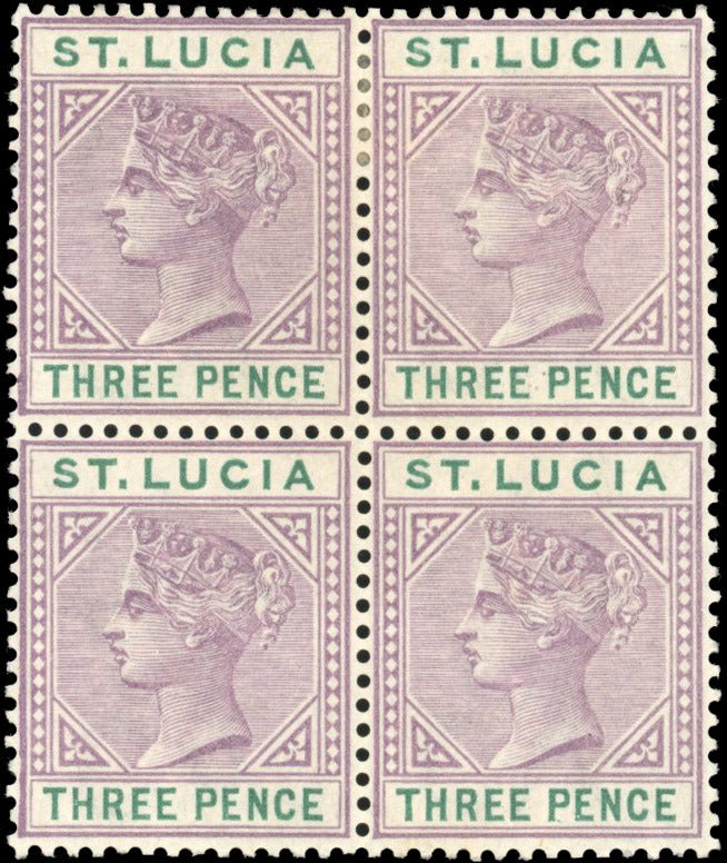 St Lucia SG 40 Mint 1886-87 3d dull mauve and green die I
