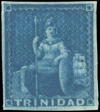 Trinidad SG 4 Mint 1851-55 1d deep blue on deeply blued paper