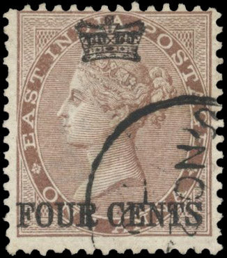 Malaya Straits Settlements SG 4 Used 1867 4c on 1a deep brown